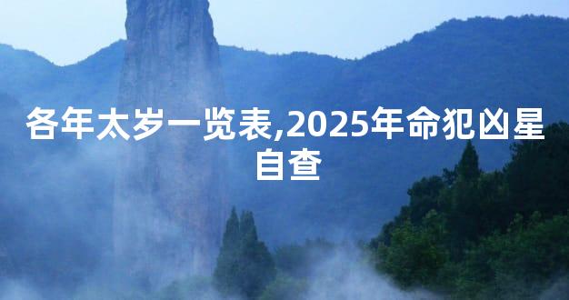 各年太岁一览表,2025年命犯凶星自查